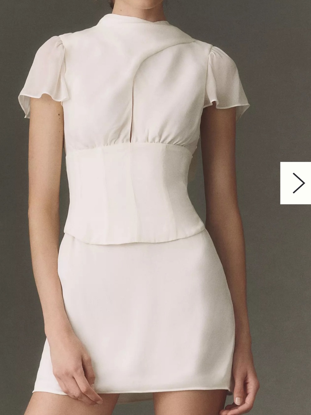 BHLDN Ivory Short-Sleeve Mini Dress